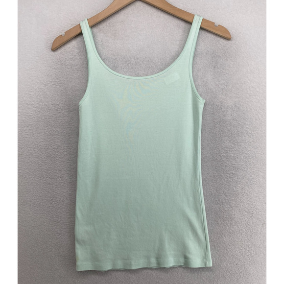 EILEEN FISHER Tank Top S Organic Cotton Ribbed Jersey Cami Scoop Neck Green - Picture 3 of 13